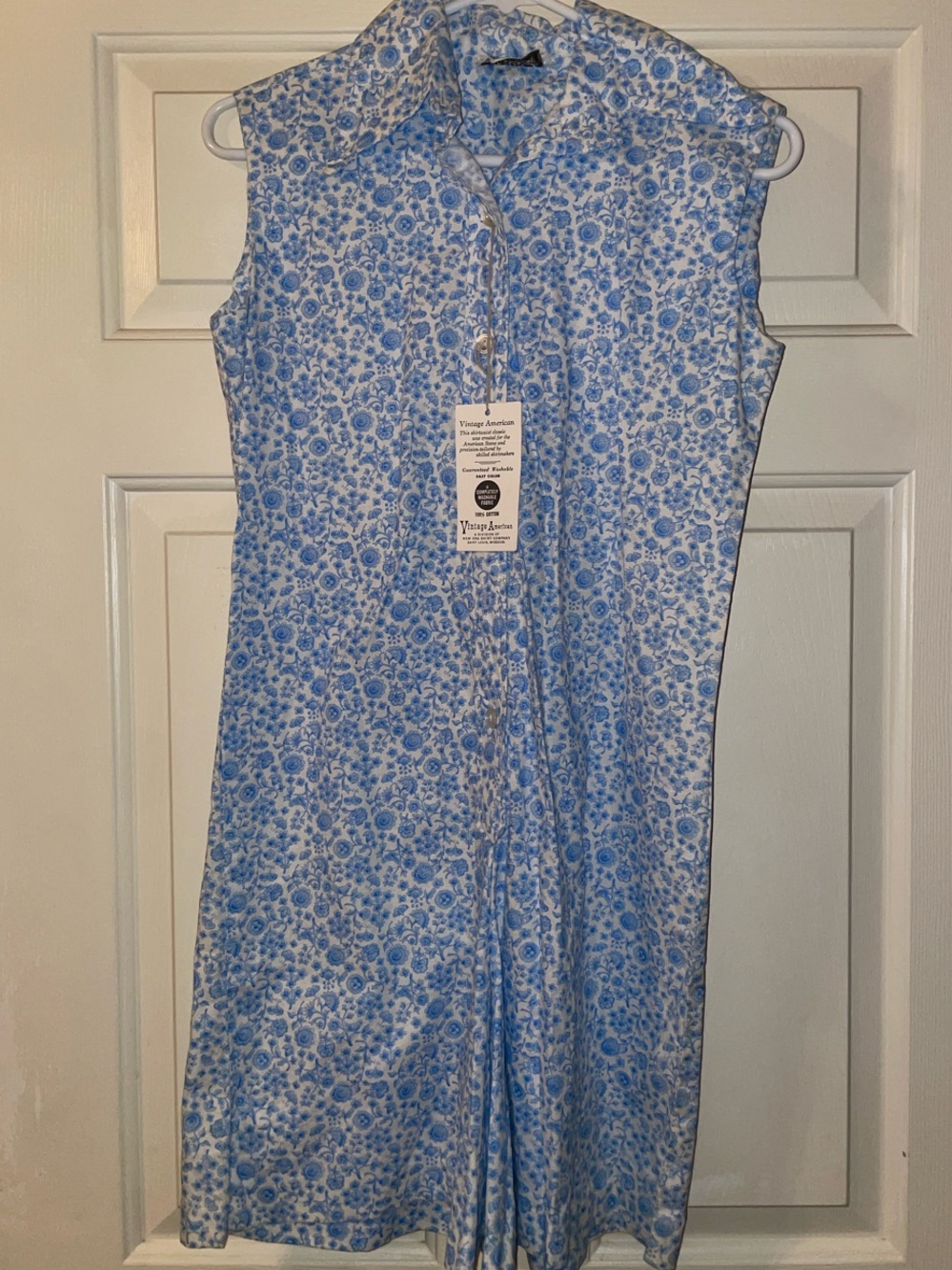Vintage America Blue and Cream Floral Button NWTs size 10 romper summer USA